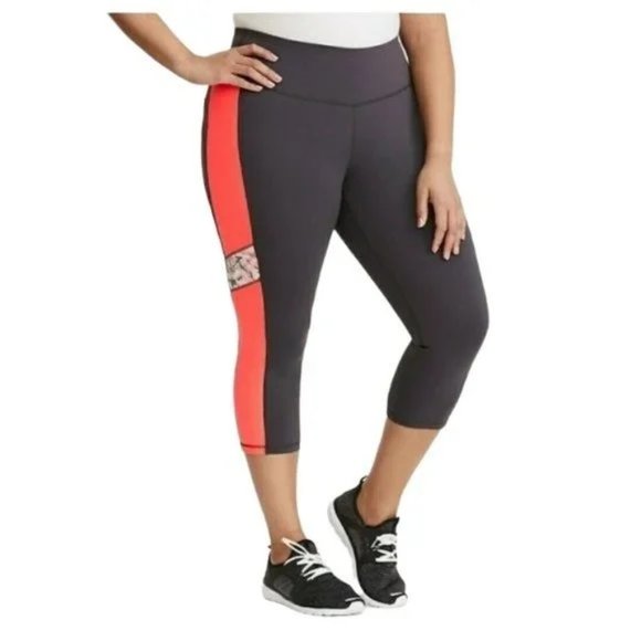 torrid Pants - TORRID ACTIVE cropped color block gray orange leggings women size 2